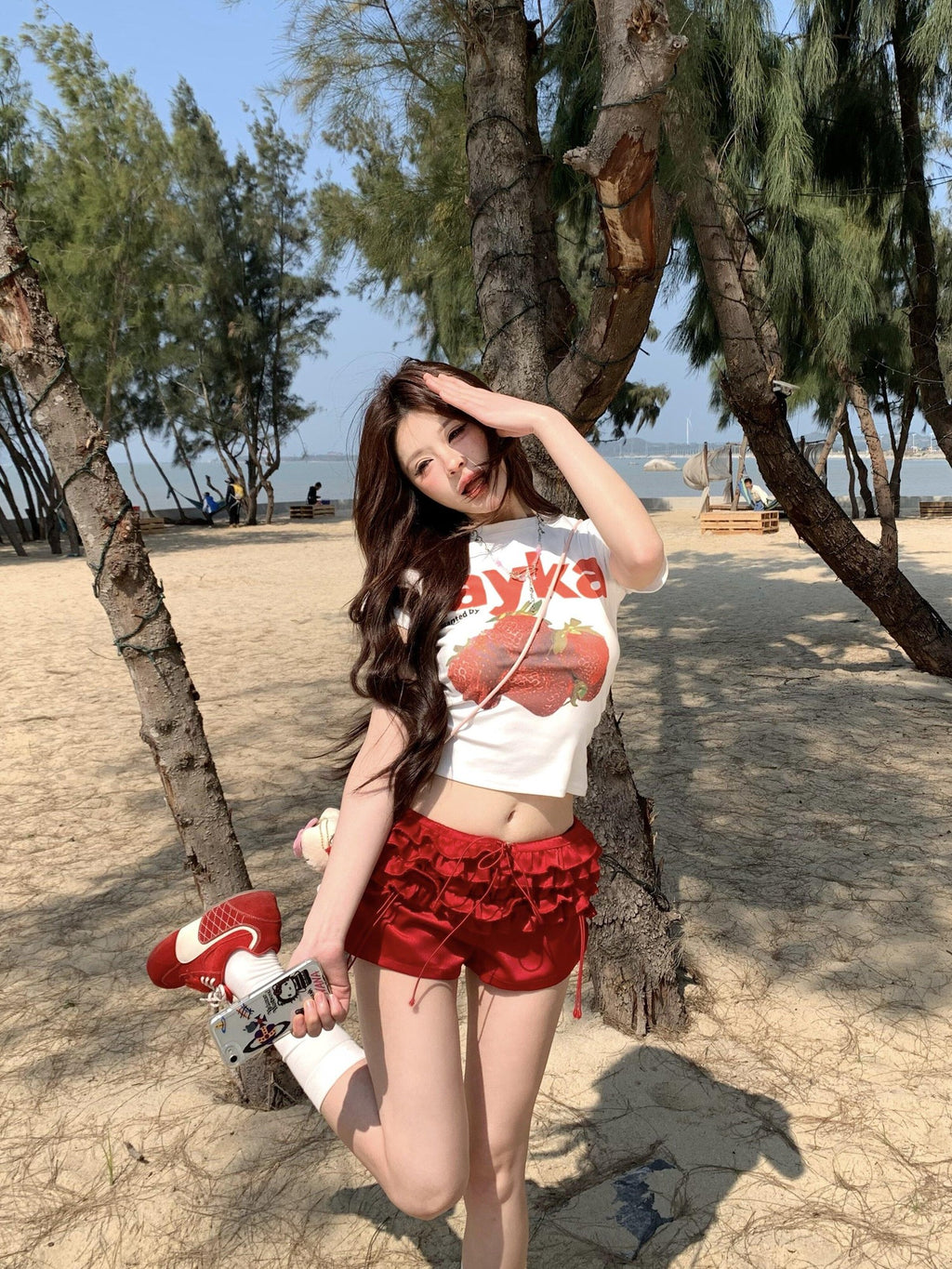 PoopyLii Gathered Ruched Tulip Petal Ruffle Bubble Hem Women's Hot Pants