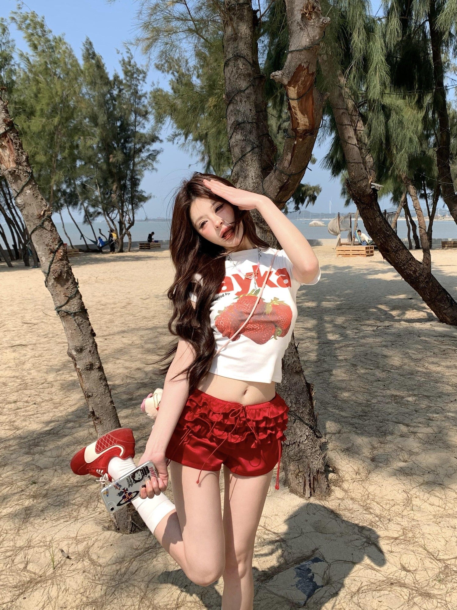PoopyLii Gathered Ruched Tulip Petal Ruffle Bubble Hem Women's Hot Pants