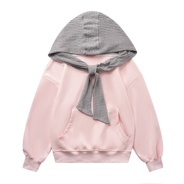 PoopyLii_Girly_Bow_One_Shoulder_Contrast_Hooded_Women's_Cotton_Blend_Hoodies_1070852043474_MISSTT