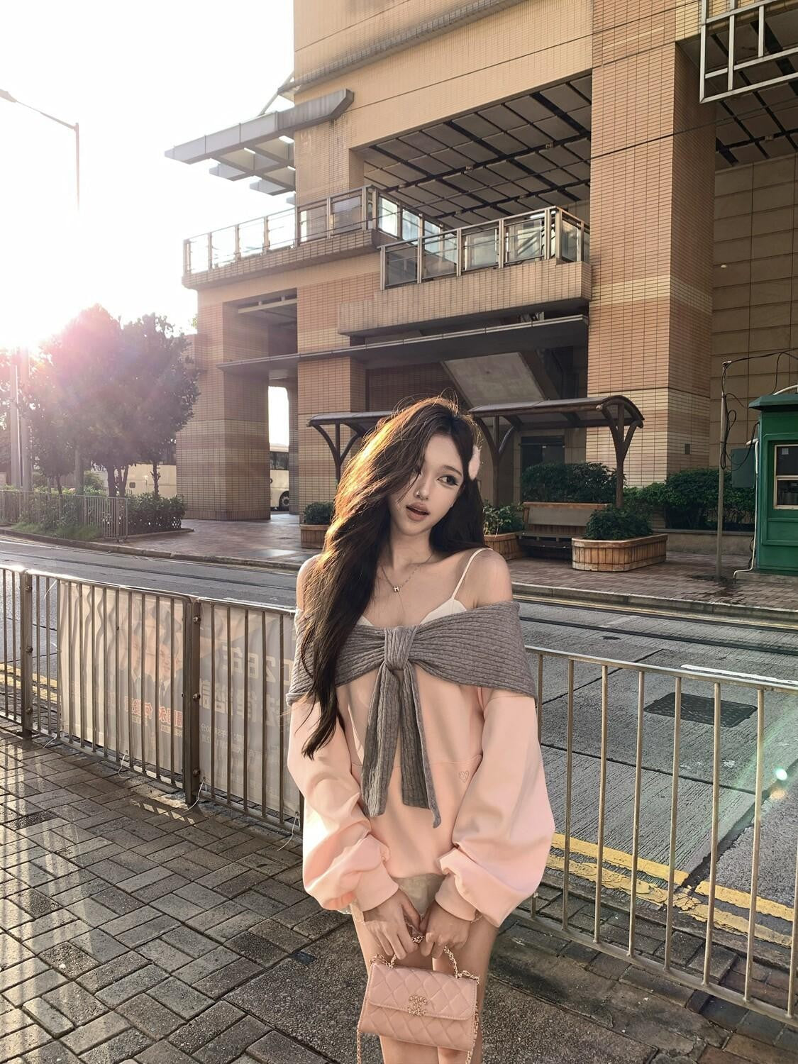PoopyLii Girly Bow One Shoulder Contrast Hooded Women's Cotton Blend Hoodies