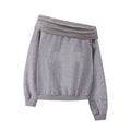 PoopyLii_Gray_Off_Shoulder_Beaded_Cross_Loose_Women's_Poly_Cotton_Sweatshirts_1070545891559_MISSTT