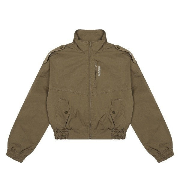 PoopyLii_Khaki_Stand_Collar_Embroidered_Epaulette_Women's_Polyester_Bomber_Jackets_985579752957_MISSTT
