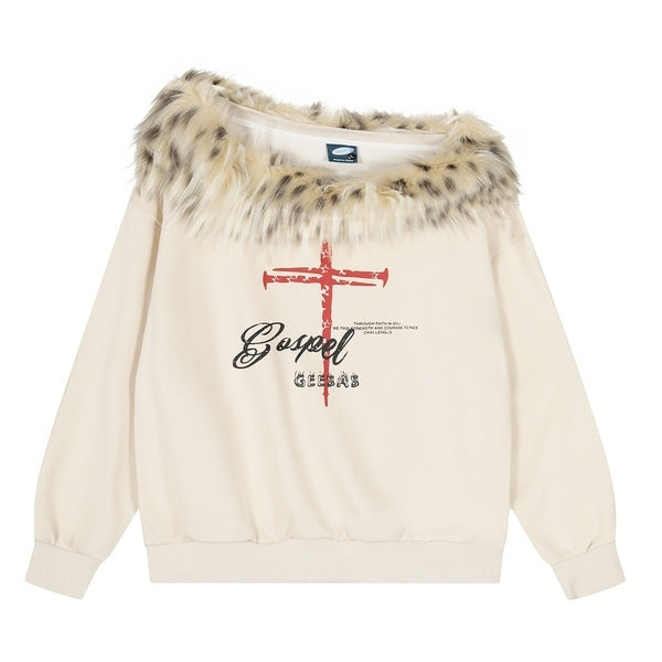 PoopyLii_Leopard_Fur_Collar_Asymmetrical_Print_Women's_Cotton_Blend_Sweatshirts_992140671123_MISSTT