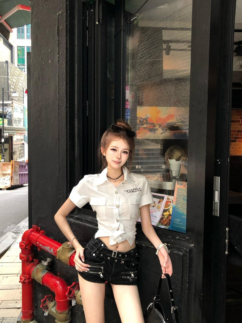 PoopyLii Letter Print Lace Up Back Tie Women's 100 Percent Cotton Crop Tops