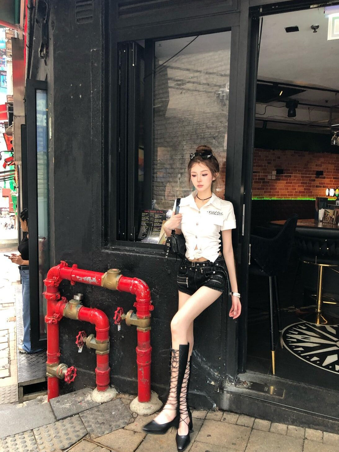 PoopyLii Letter Print Lace Up Back Tie Women's 100 Percent Cotton Crop Tops