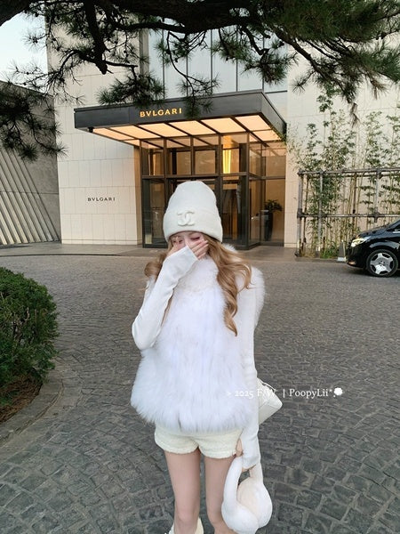PoopyLii_Light_Pink_Seamed_Stripe_Stand_Collar_Slimming_Loose_Fit_Women's_Fox_Fur_Vests_1008141164590_MISSTT