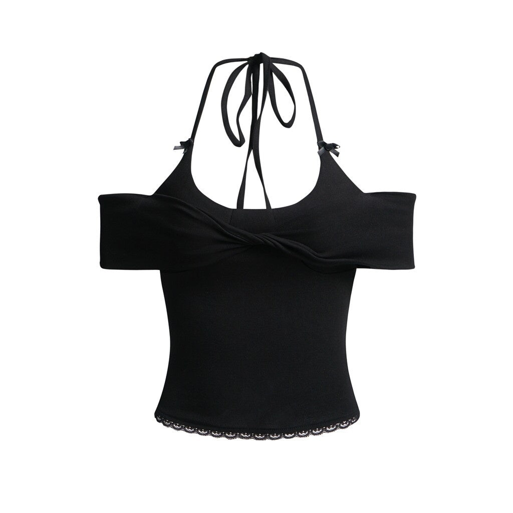 PoopyLii_One_Shoulder_Butterfly_Bow_Detail_Women's_Short_Sleeve_T-shirts_917093518055_MISSTT