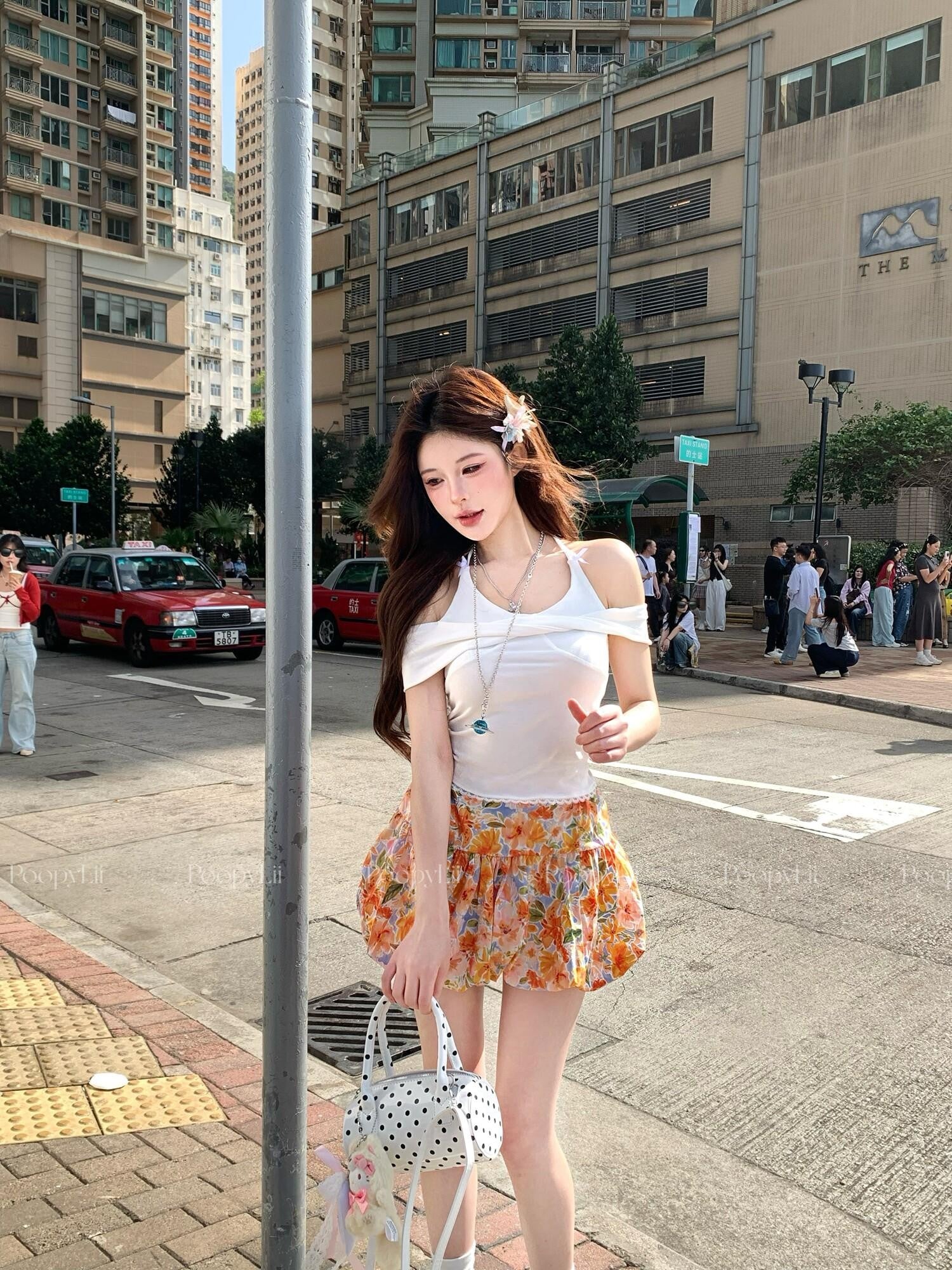 PoopyLii One Shoulder Butterfly Bow Detail Women's Short Sleeve T-shirts