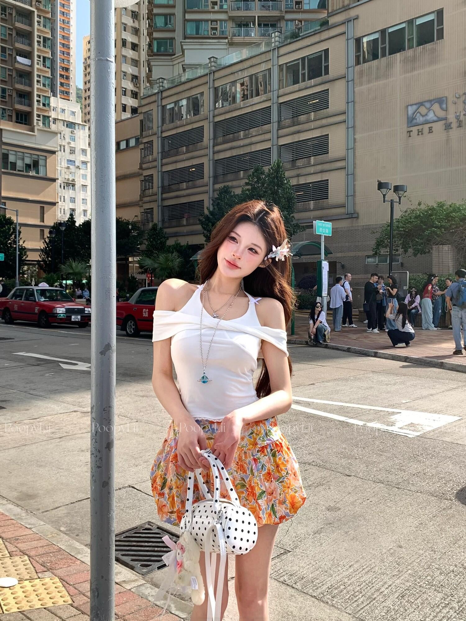 PoopyLii One Shoulder Butterfly Bow Detail Women's Short Sleeve T-shirts