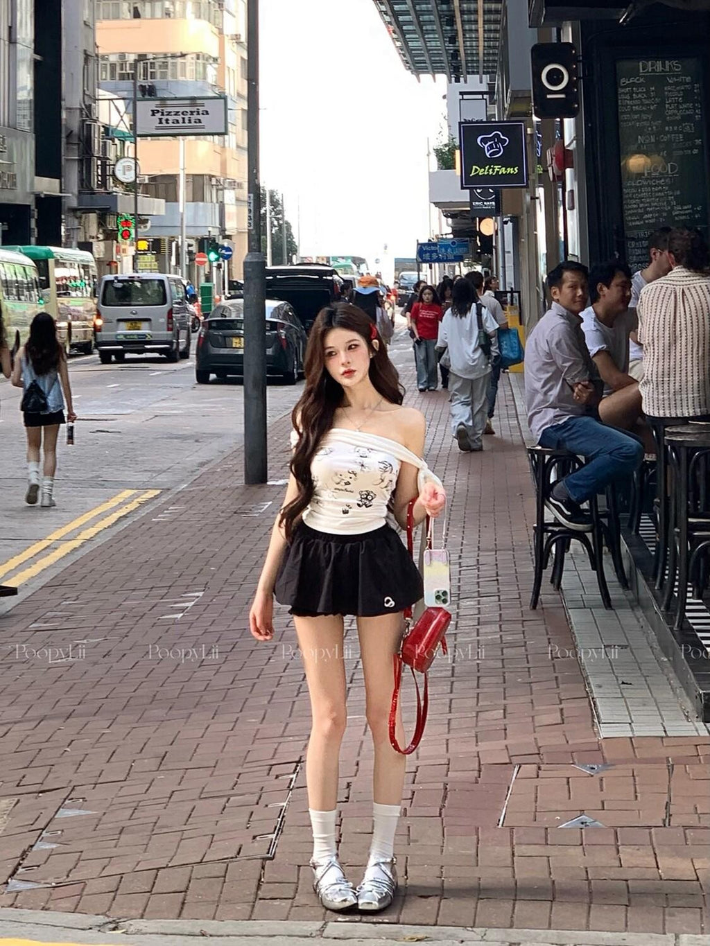 PoopyLii Petal Bubble Hem A Line Figure Flattering Sexy Women's Mini Skirts