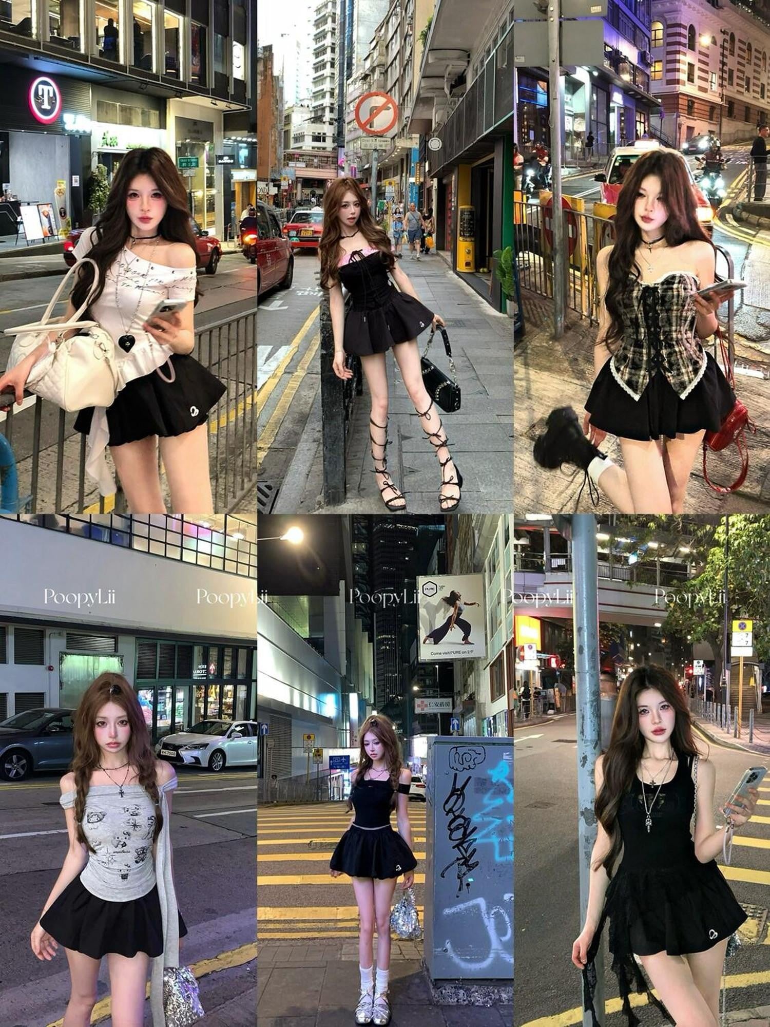 PoopyLii Petal Bubble Hem A Line Figure Flattering Sexy Women's Mini Skirts