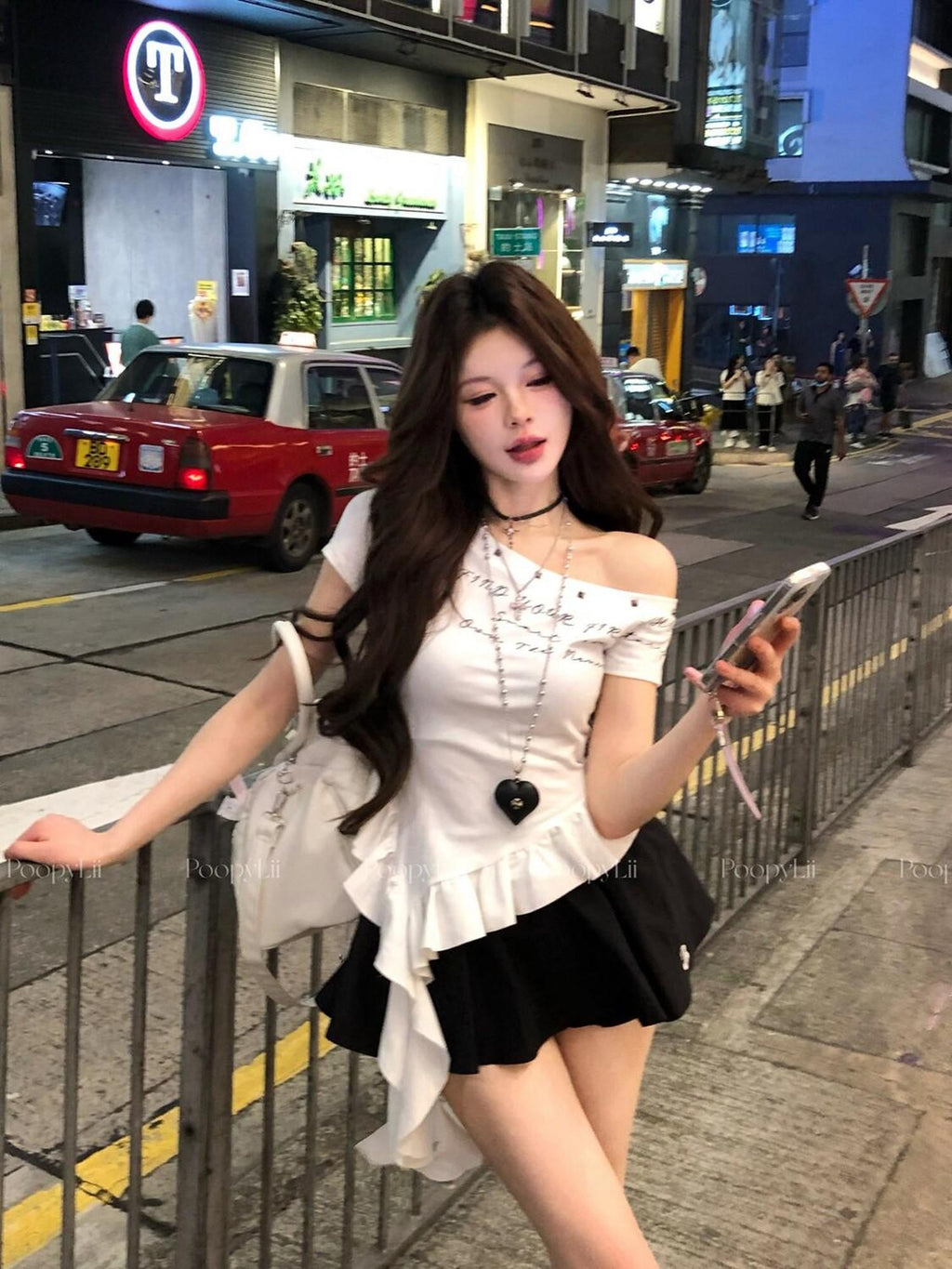 PoopyLii Petal Bubble Hem A Line Figure Flattering Sexy Women's Mini Skirts