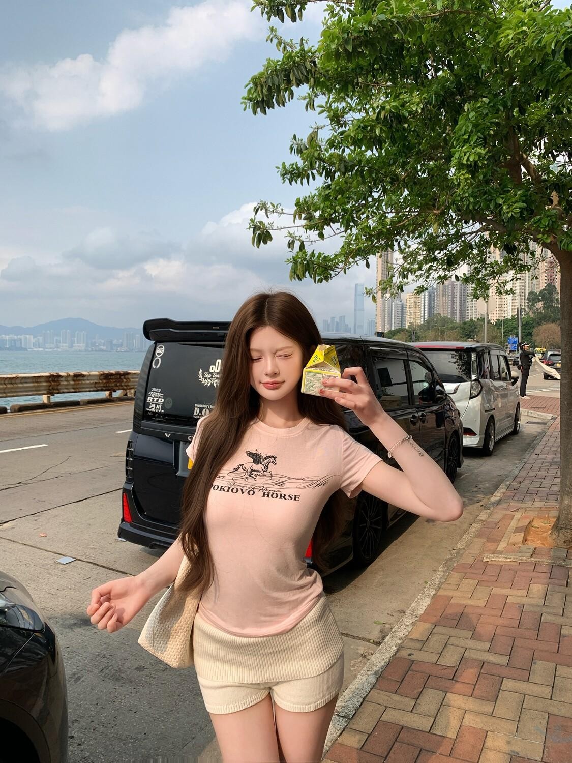 PoopyLii Pink Peach Pegasus Vintage Slim Fit Cropped Short Sleeve Women's Crop Tops