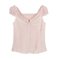 PoopyLii_Pink_Ruching_Ruffle_One_Line_Collar_Spliced_Cotton_Women's_Tube_Tops_1056124638375_MISSTT