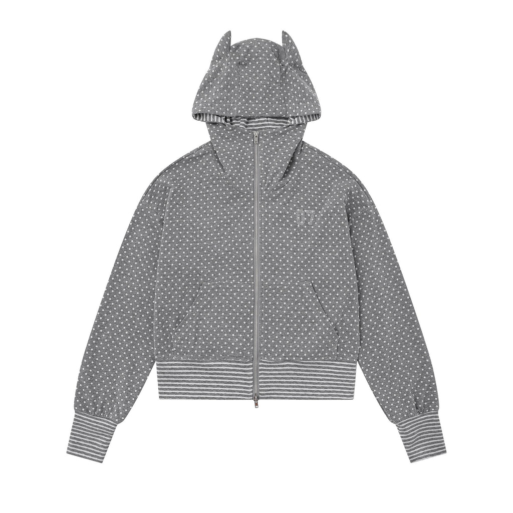 PoopyLii_Polka_Dot_Hooded_Zip_Spliced_Slim_Fit_Micro_Flare_Women's_Cotton_Blend_Tracksuit_Sets_977257509564_MISSTT