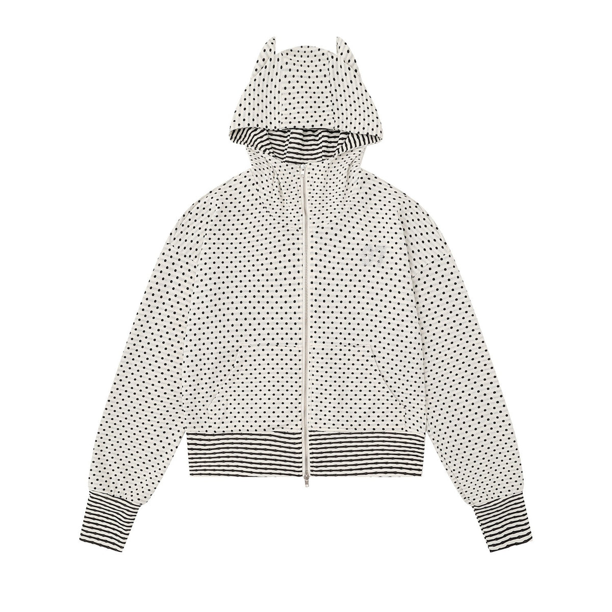 PoopyLii_Polka_Dot_Hooded_Zip_Spliced_Slim_Fit_Micro_Flare_Women's_Cotton_Blend_Tracksuit_Sets_977257509564_MISSTT