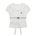 PoopyLii_Polka_Dot_Peter_Pan_Collar_Tie_Waist_Puff_Sleeve_Women's_Cotton_Slim_T-shirts_1056348782976_MISSTT