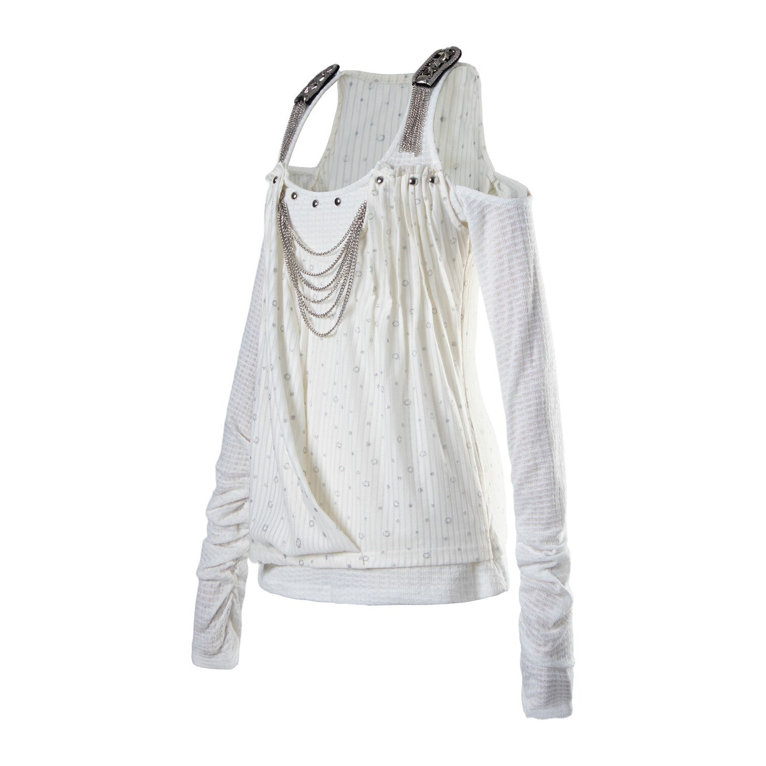 PoopyLii_Polka_Dot_Starburst_Halter_Off_Shoulder_Chain_Women's_Long_Sleeve_T-shirts_1039646574154_MISSTT