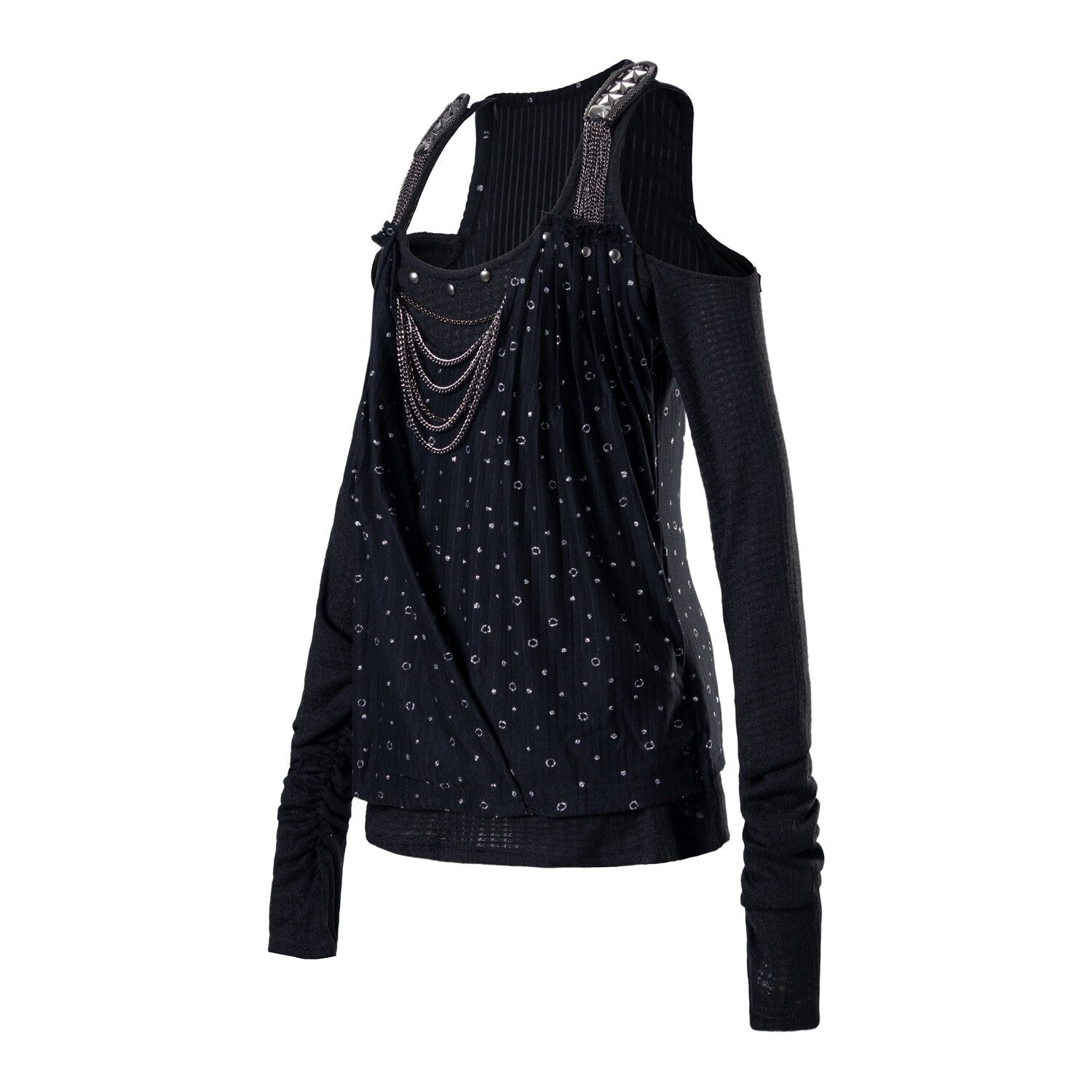 PoopyLii_Polka_Dot_Starburst_Halter_Off_Shoulder_Chain_Women's_Long_Sleeve_T-shirts_1039646574154_MISSTT