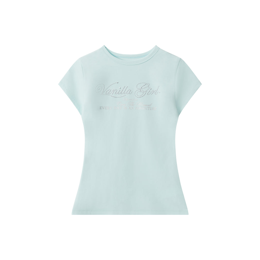PoopyLii_Provence_Girl_Rhinestone_Round_Neck_Short_Sleeve_Women's_Slim_T-shirts_902097001266_MISSTT