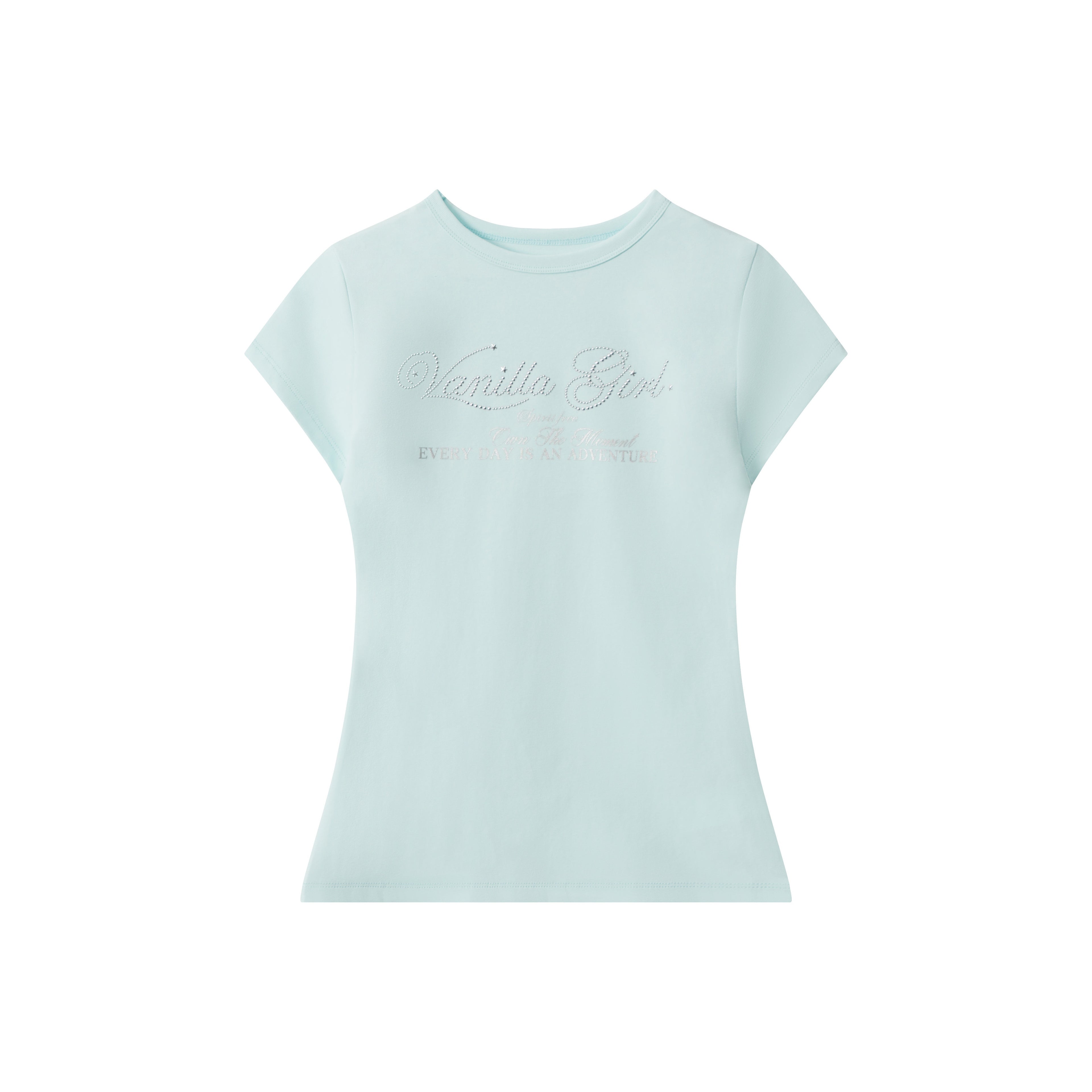 PoopyLii_Provence_Girl_Rhinestone_Round_Neck_Short_Sleeve_Women's_Slim_T-shirts_902097001266_MISSTT
