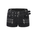 PoopyLii_Punk_Double_Belt_Multi_Zipper_Low_Waist_Women's_Washed_Denim_Shorts_1057453266940_MISSTT