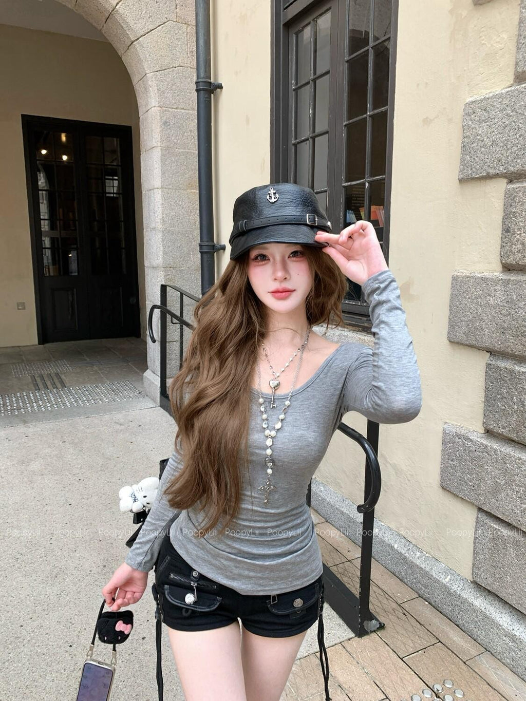 PoopyLii Pure Desire Lace Cutout Layering Women's Long Sleeve T-shirts
