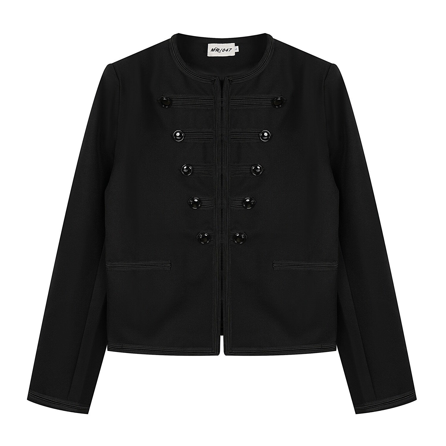 PoopyLii_Regal_Round_Neck_Frog_Button_Cropped_Women's_Tweed_Cardigans_1073704312895_MISSTT