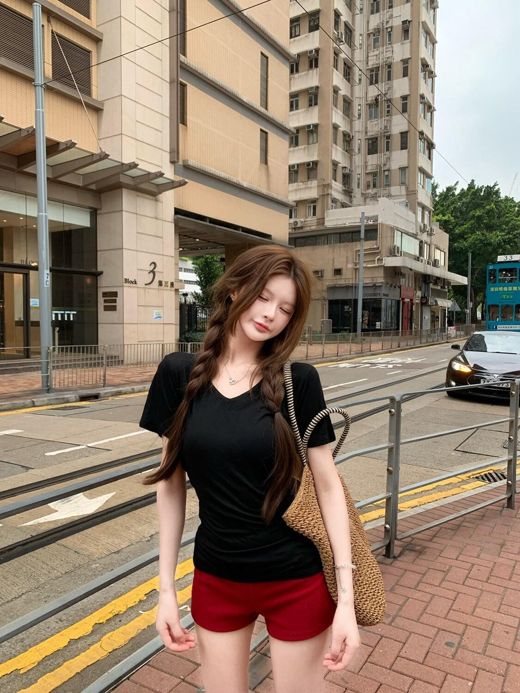 PoopyLii Solid V-neck Waist Shaping Short Sleeve Women's Viscose Slim T-shirts