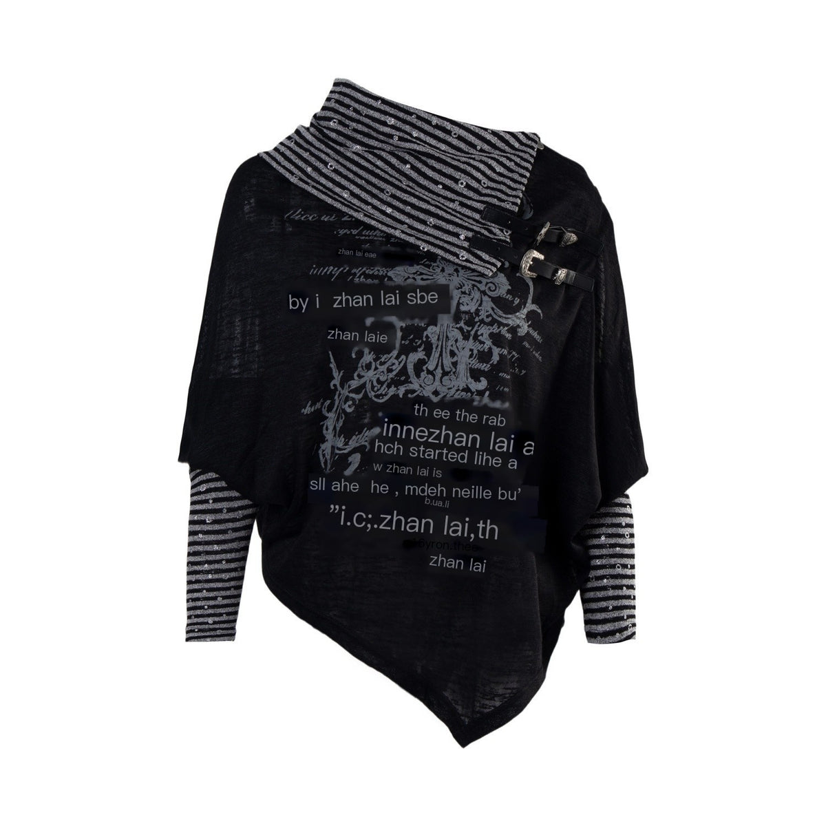 PoopyLii_Stacked_High_Neck_Fake_Two_Piece_Letter_Print_Loose_Fit_Women's_Long_Sleeve_T-shirts_1067254827299_MISSTT