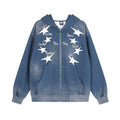 PoopyLii_Star_Print_Distressed_Blue_American_Loose_Fit_Women's_Zip-up_Hoodies_1079559144492_MISSTT