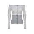 PoopyLii_Striped_Color_Block_Off_Shoulder_Long_Sleeve_Women's_Cotton_Blends_Casual_Top_&_Pants_Sets_977810372815_MISSTT