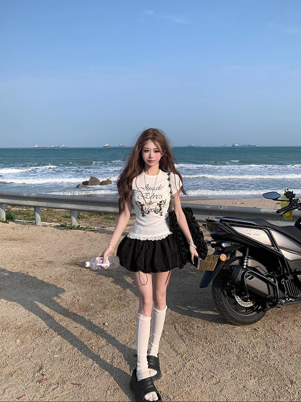 PoopyLii Tulip Hem Puff A Line Slimming Versatile Women's Mini Skirts