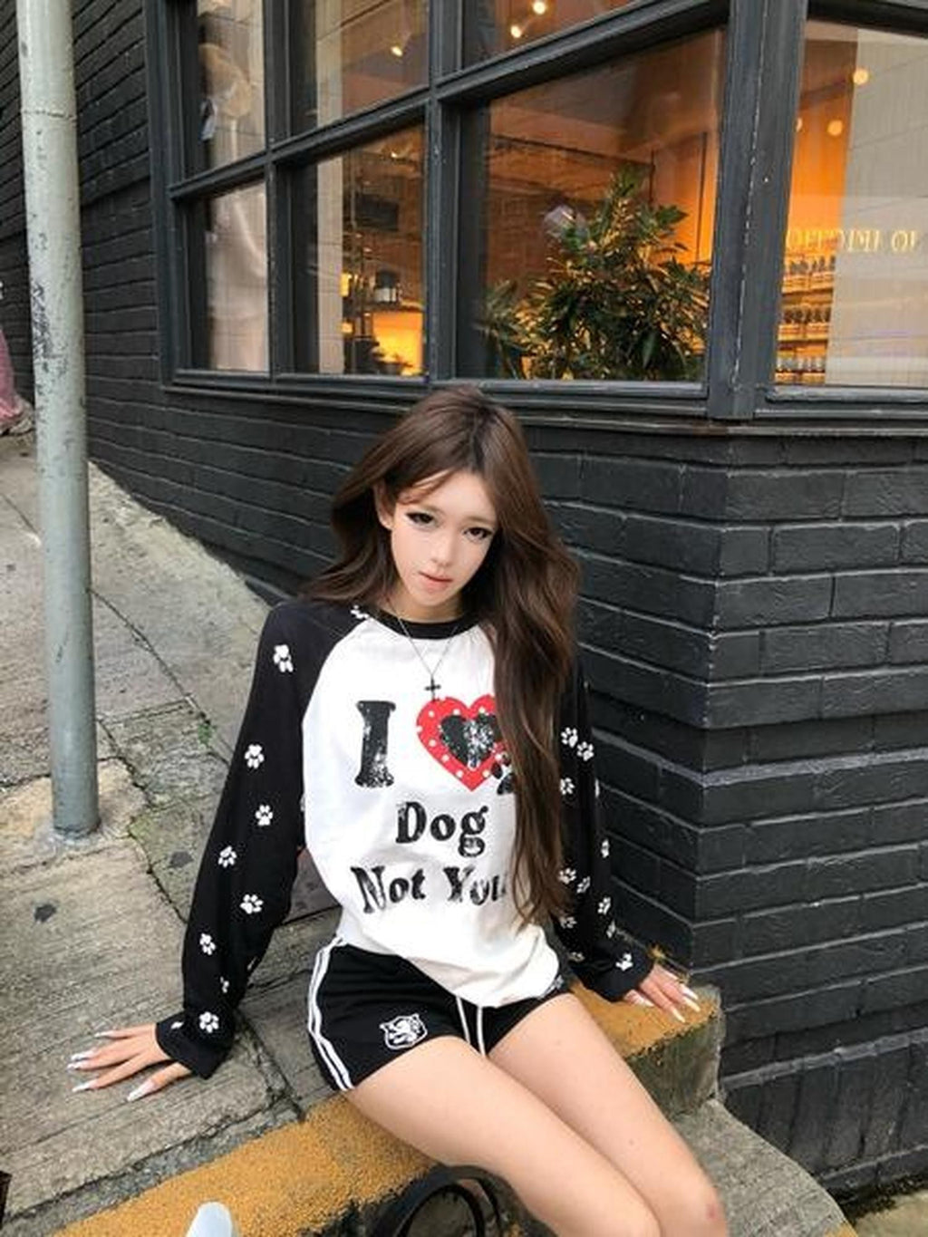 PoopyLii Vintage Badge Embroidery Contrast Drawstring Women's Cotton Blend Denim Shorts