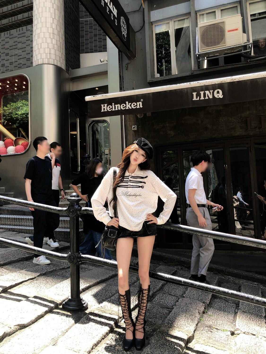 PoopyLii Vintage Colorblock Leopard Print Loose Oversized Women's Long Sleeve T-shirts