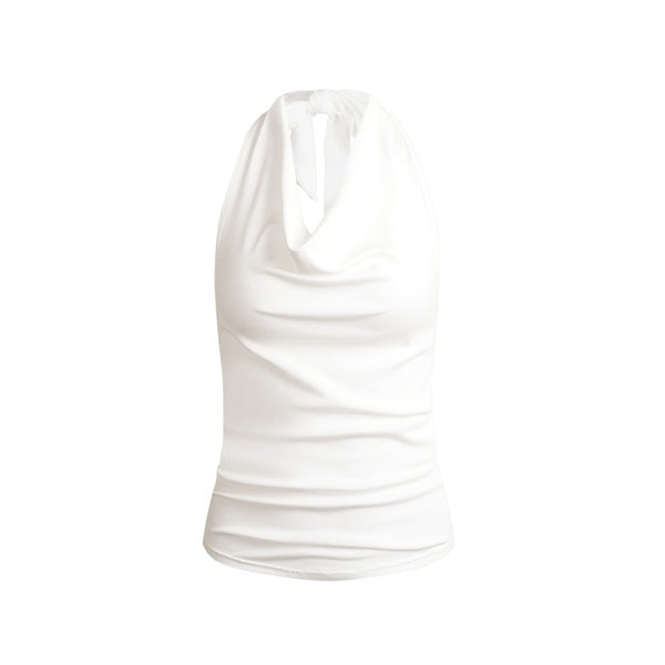 PoopyLii_Vintage_V-neck_Draped_Pleated_Ruched_Waist_Women's_Cotton_Blend_Halter_Tops_1055340111987_MISSTT