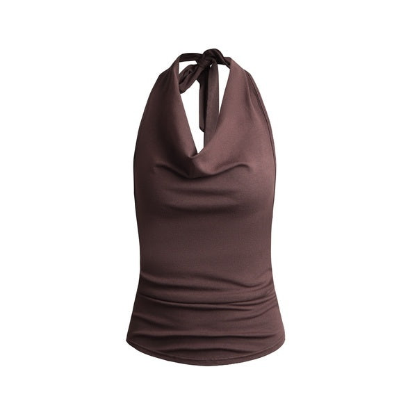 PoopyLii_Vintage_V-neck_Draped_Pleated_Ruched_Waist_Women's_Cotton_Blend_Halter_Tops_1055340111987_MISSTT