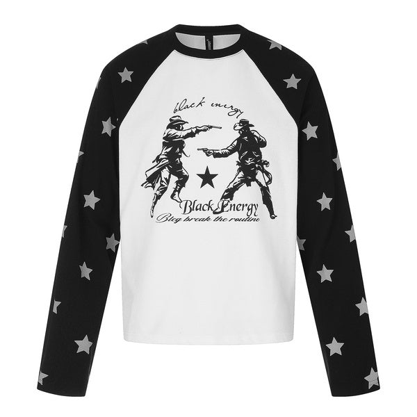 PoopyLii_Waffle_Star_Print_Contrast_Raglan_Hooded_Women's_Knitted_Long_Sleeve_T-shirts_1072438173543_MISSTT
