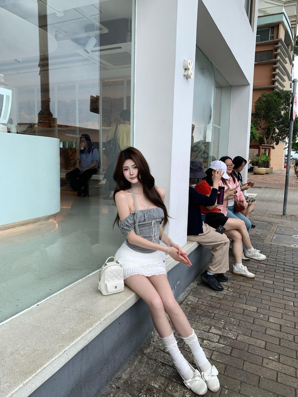 PoopyLii White Lace Cake High Waist Fluffy Women's Cotton Blend Mini Skirts
