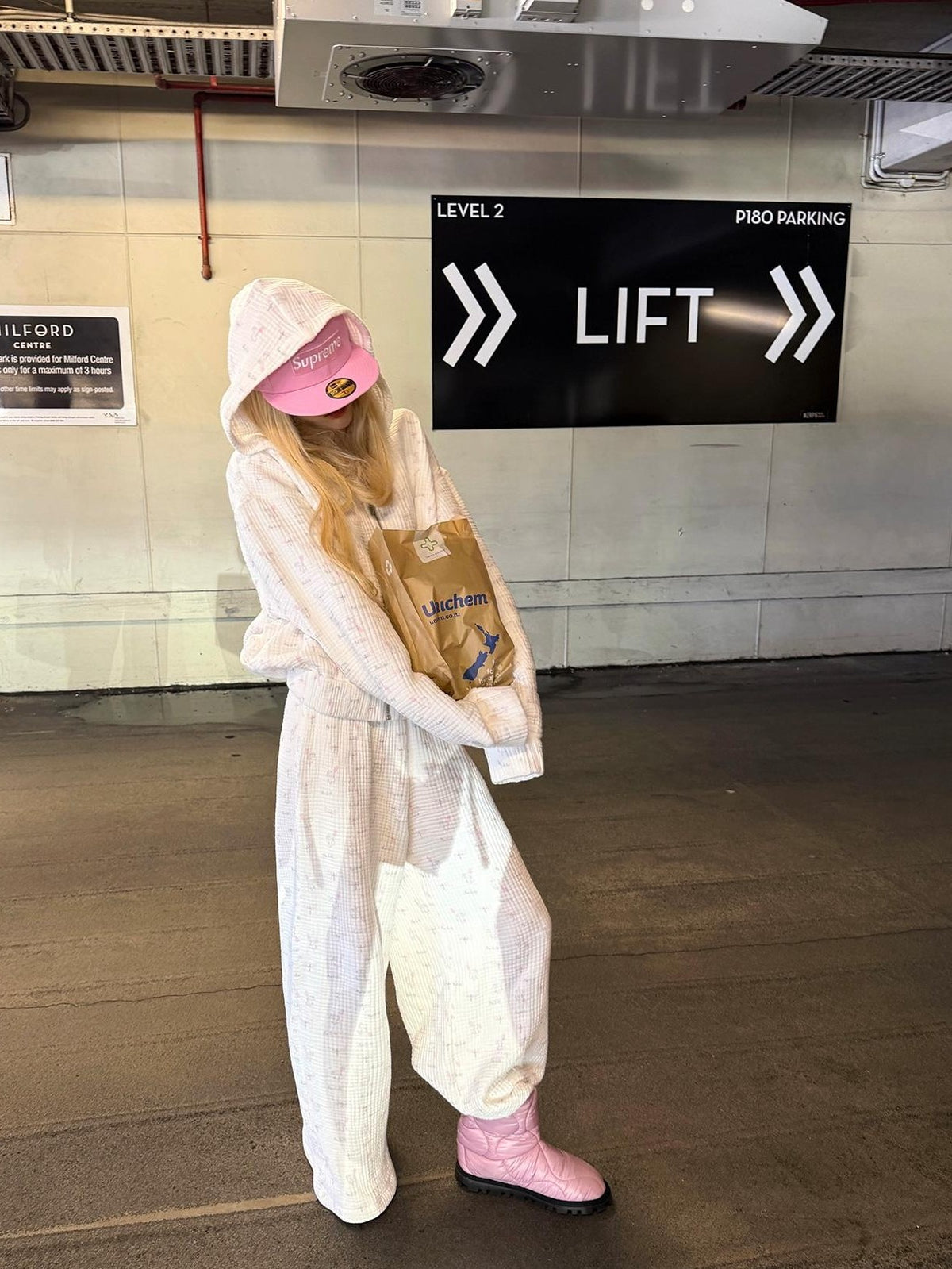 Rase le sol Allover Print Hooded Loose Fit Cotton Women's Tracksuit Sets