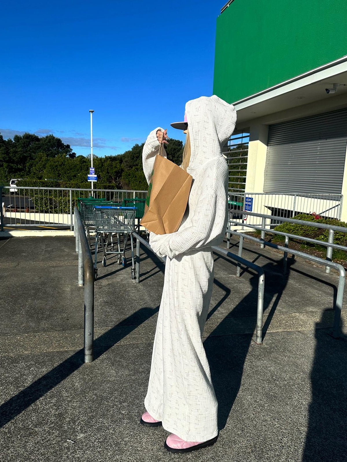 Rase le sol Allover Print Hooded Loose Fit Cotton Women's Tracksuit Sets