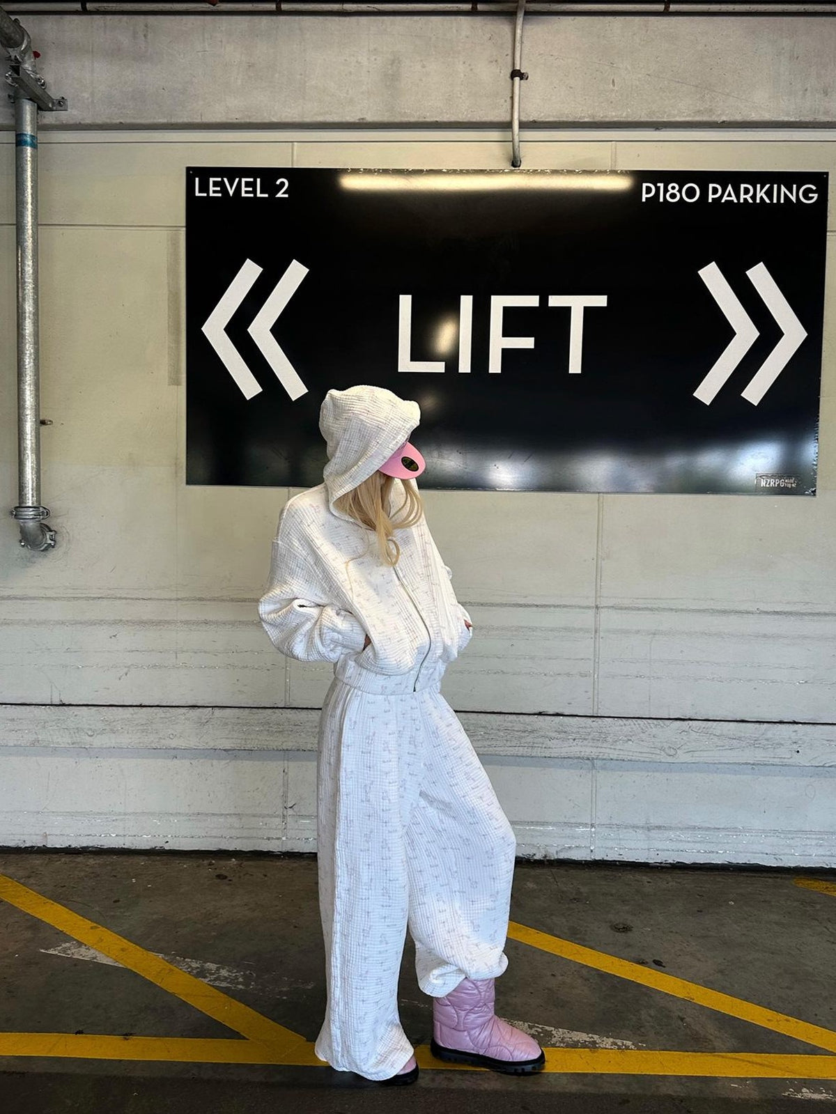 Rase le sol Allover Print Hooded Loose Fit Cotton Women's Tracksuit Sets