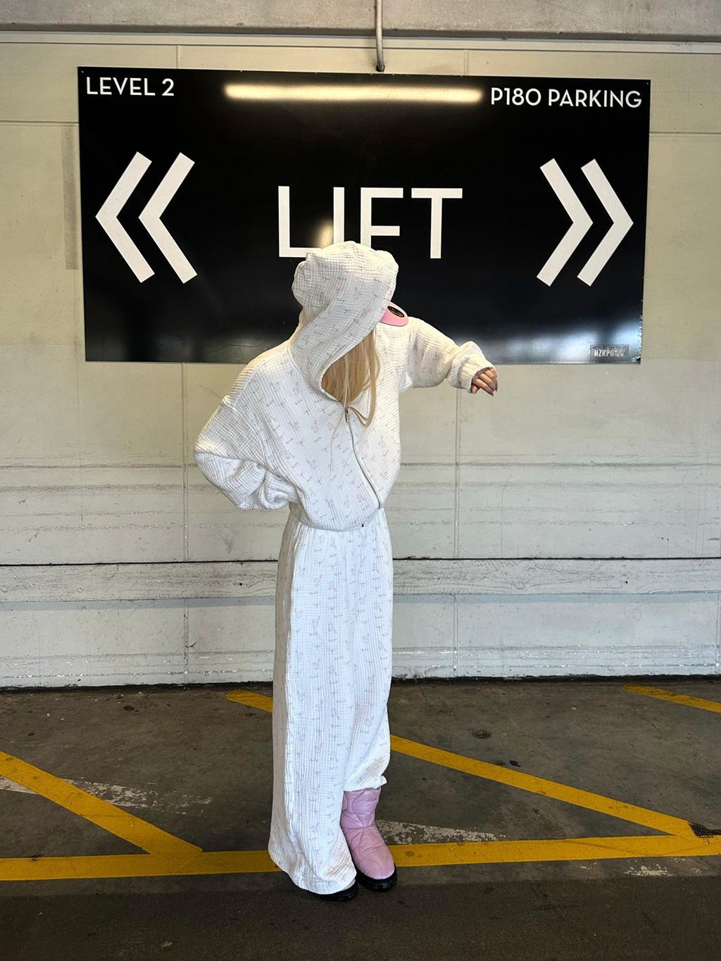 Rase le sol Allover Print Hooded Loose Fit Cotton Women's Tracksuit Sets