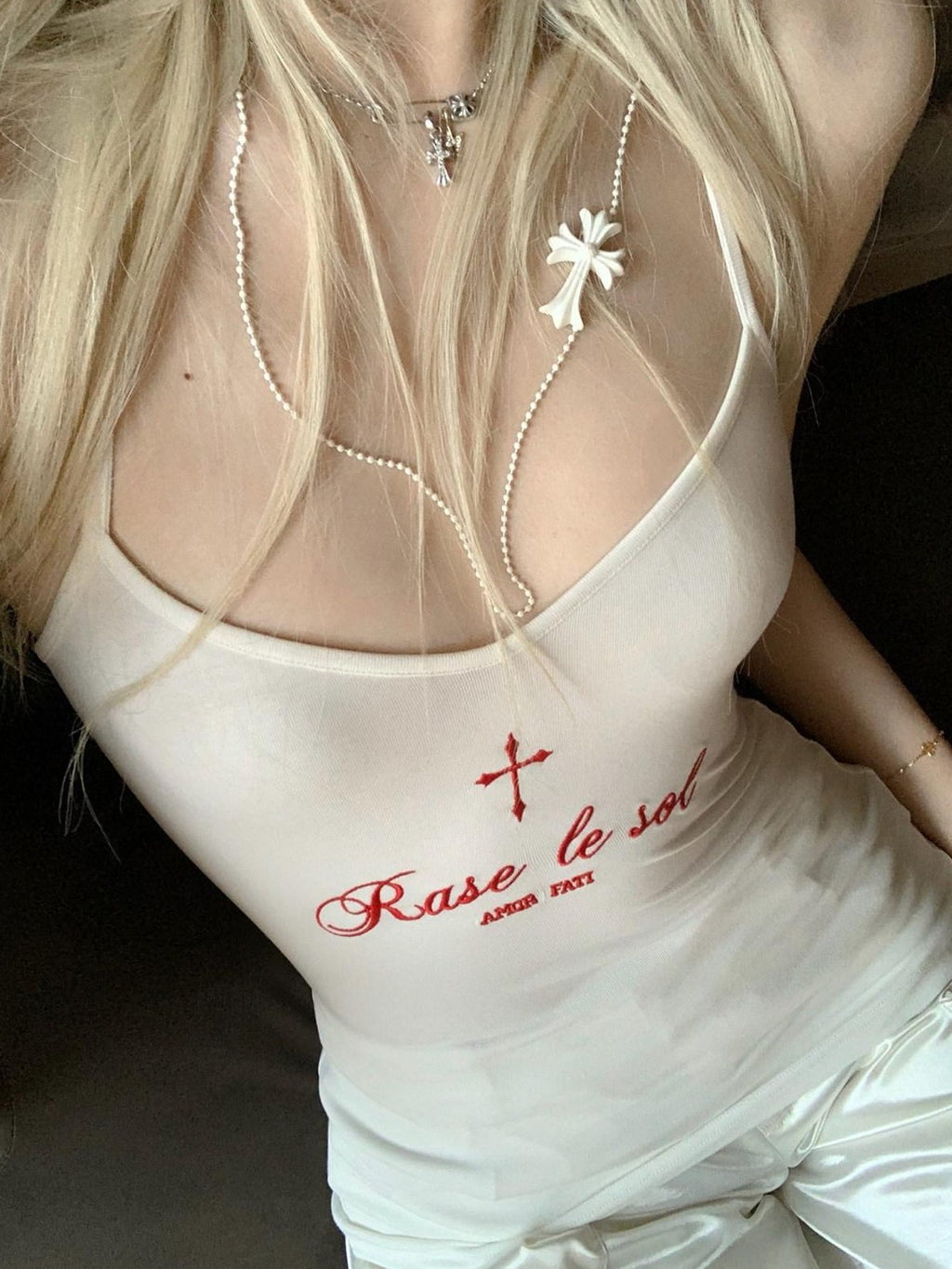 Rase le sol American Cross Strap Cutout Design Women's Sleeveless Camisoles