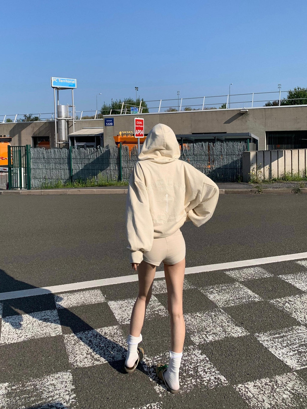 Rase le sol American Embroidered Hooded Sweatshirt Women's Sport Top & Shorts Sets