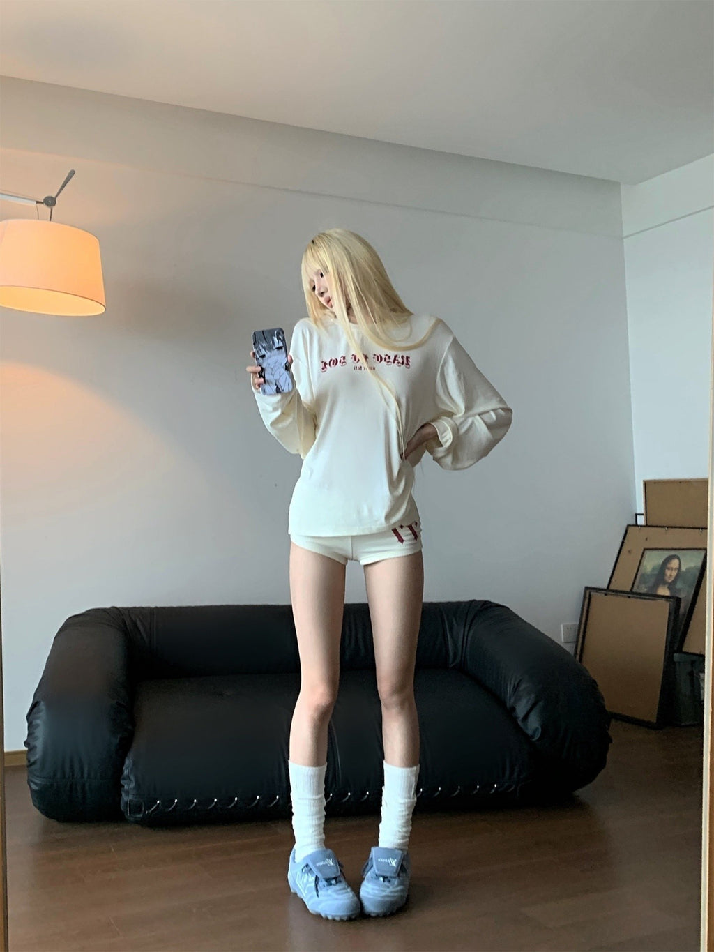 Rase_le_sol_American_Lounge_Relaxed_Long_Sleeve_Women's_Casual_Top_&_Shorts_Sets_959062816778_MISSTT