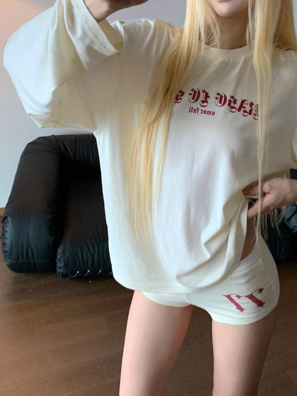 Rase le sol American Lounge Relaxed Long Sleeve Women's Casual Top & Shorts Sets