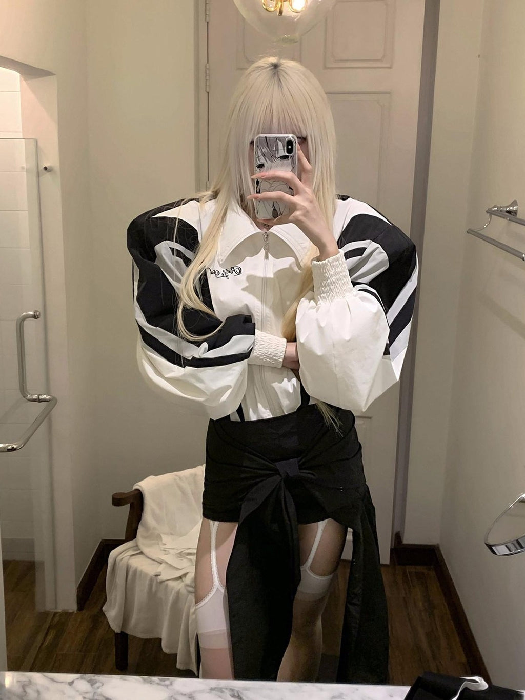 Rase le sol American School Uniform Loose Oversized Silhouette Women's Casual Jackets