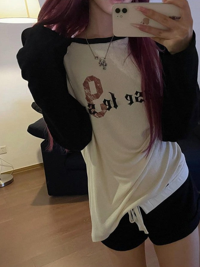 Rase le sol American Vintage Waffle Raglan Women's Knit Long Sleeve T-shirts