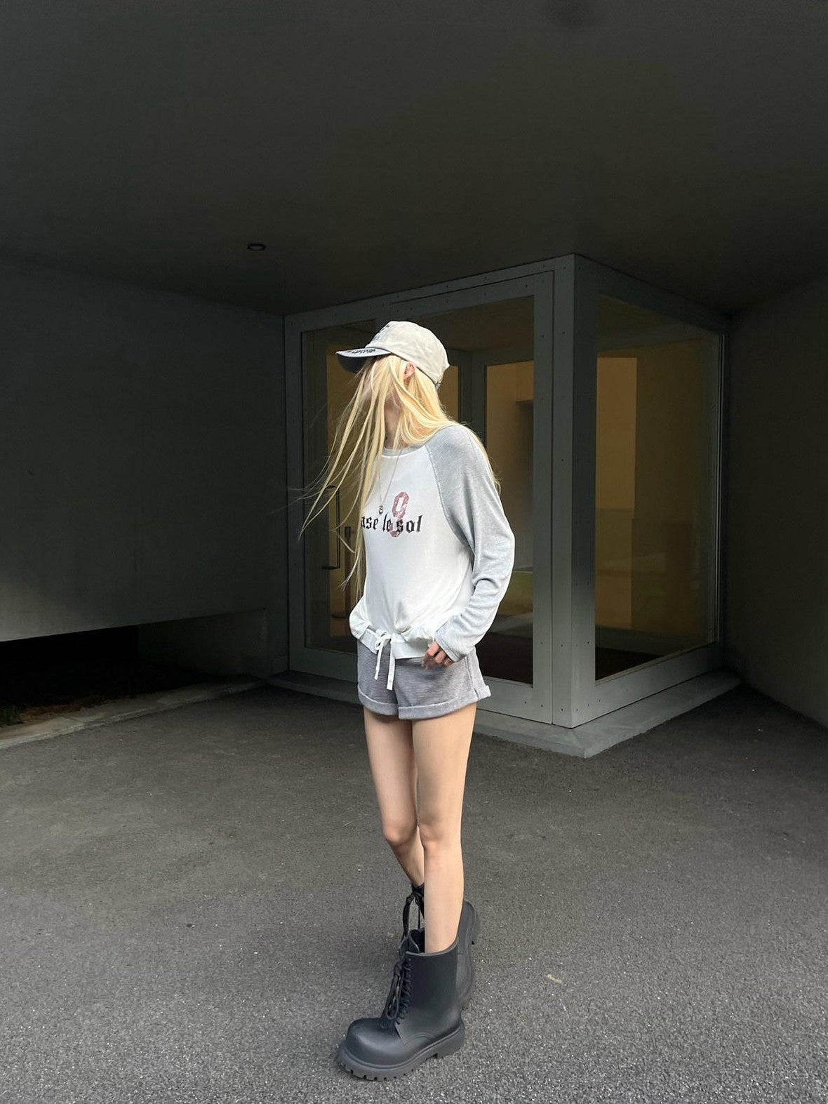 Rase le sol American Vintage Waffle Raglan Women's Knit Long Sleeve T-shirts